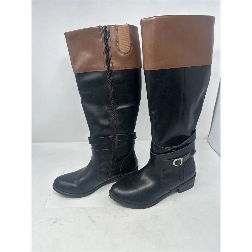 St. John's Bay Douglas‎ Black and Brown Riding Boots - Sz 7.5m
